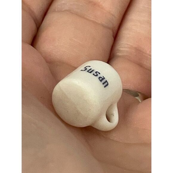 Vintage Miniature White Ceramic Coffee Mug With name Susan Spell Out Dollhouse - Picture 5 of 5